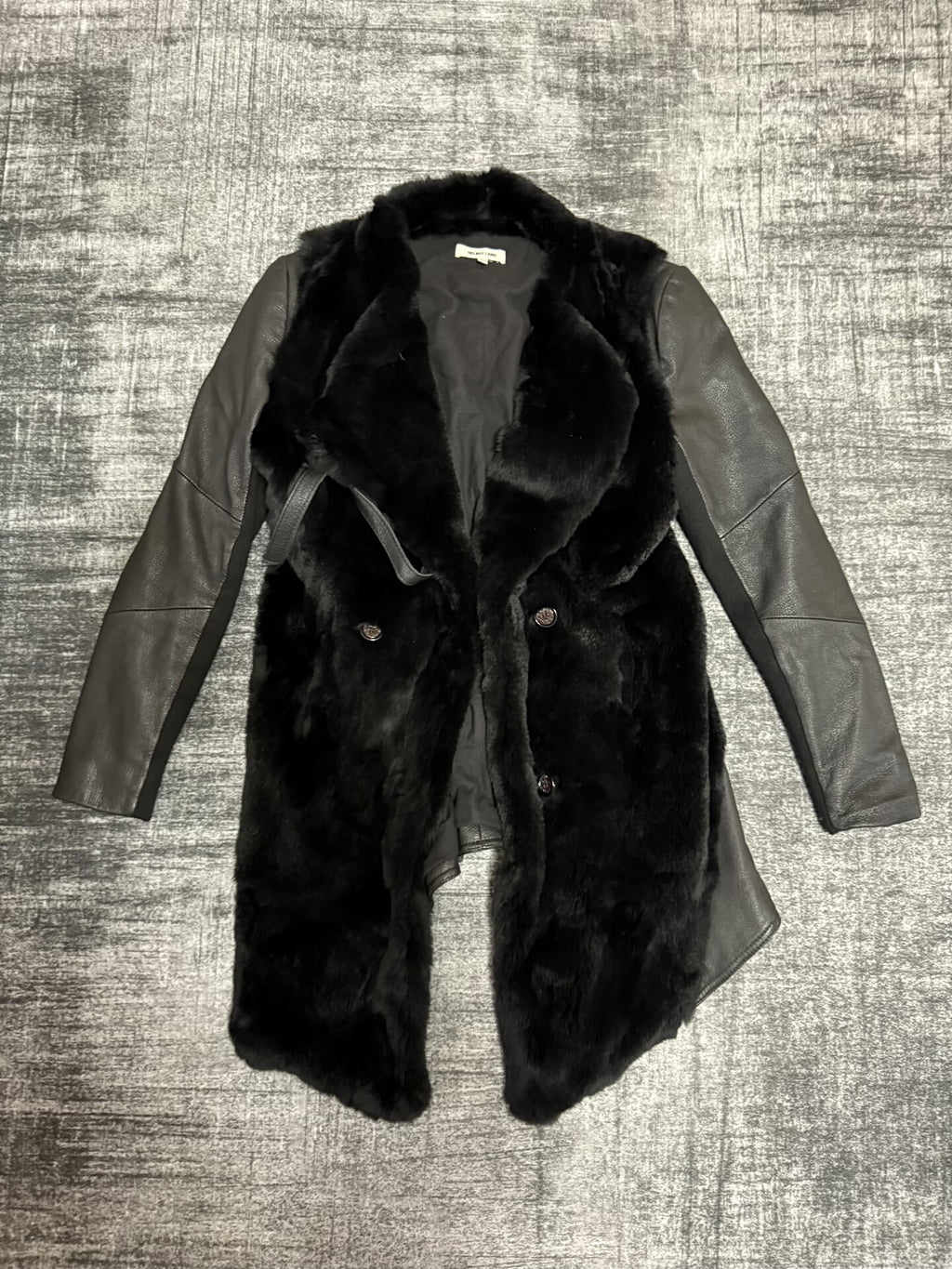 Helmut Lang Dark Goatskin Rabbit Fur Long Coat