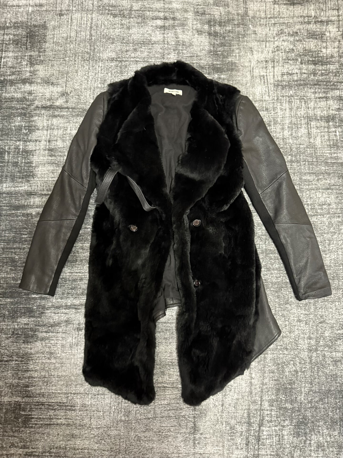 Helmut Lang Dark Goatskin Rabbit Fur Long Coat