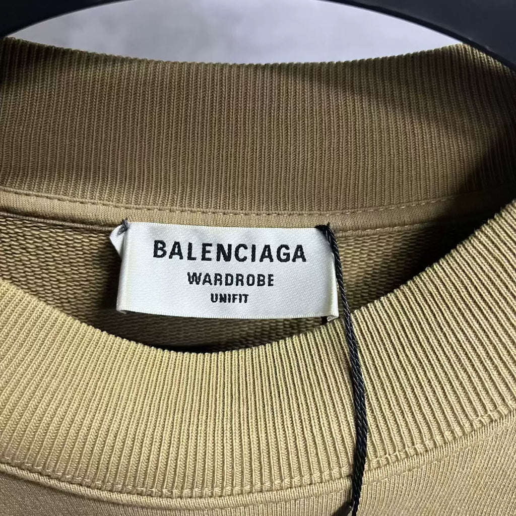 Balenciaga Khaki Embroidered Crew Neck Sweater