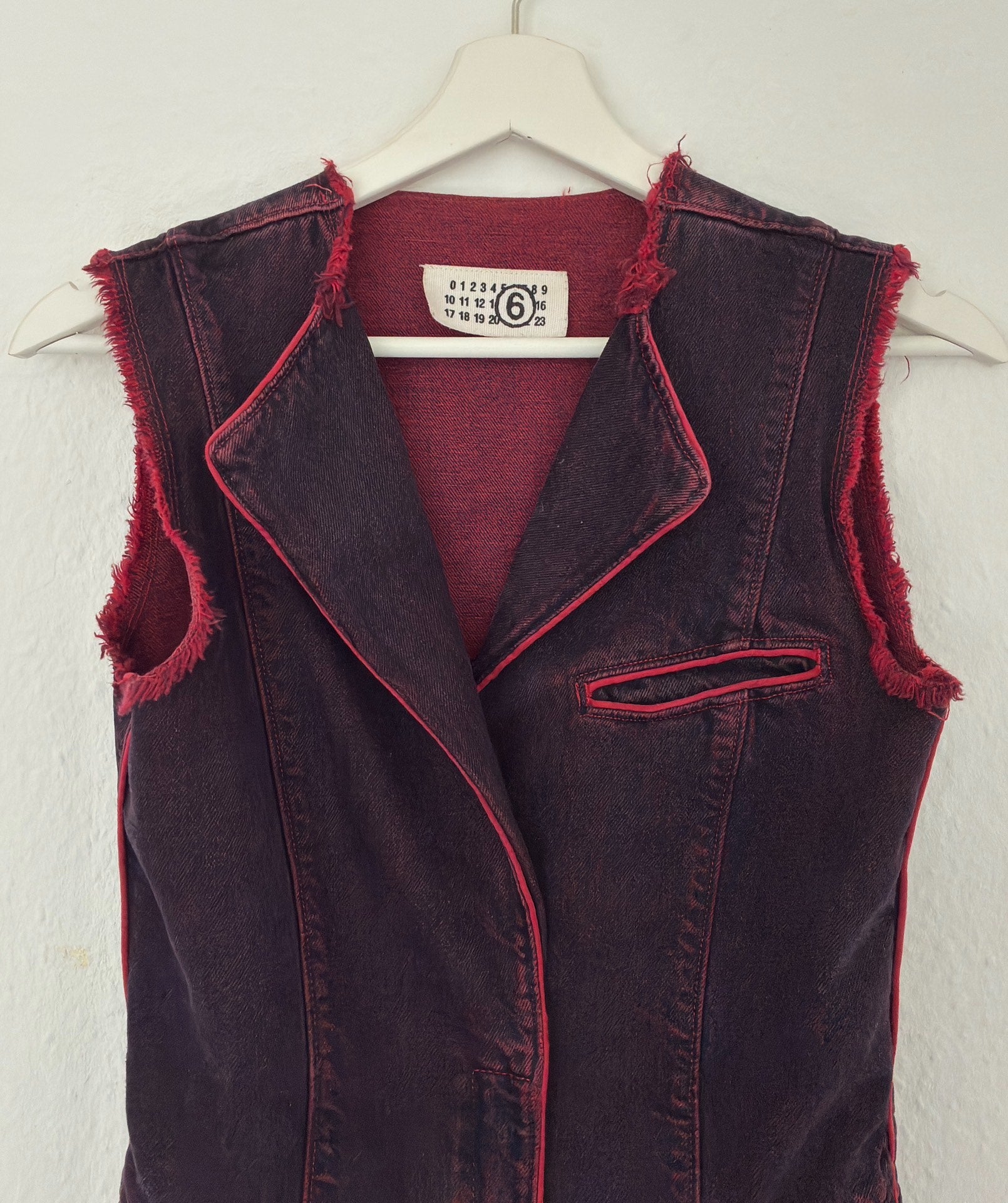 Maison Martin Margiela Red Brushed Denim Vest