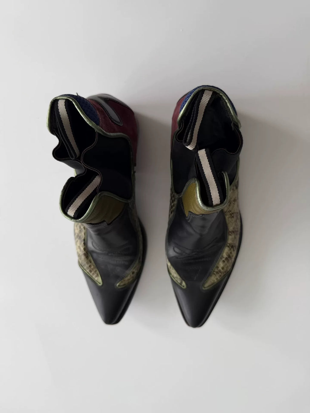 Prada SS99 Snake Patchwork Pointed-Toe Boots