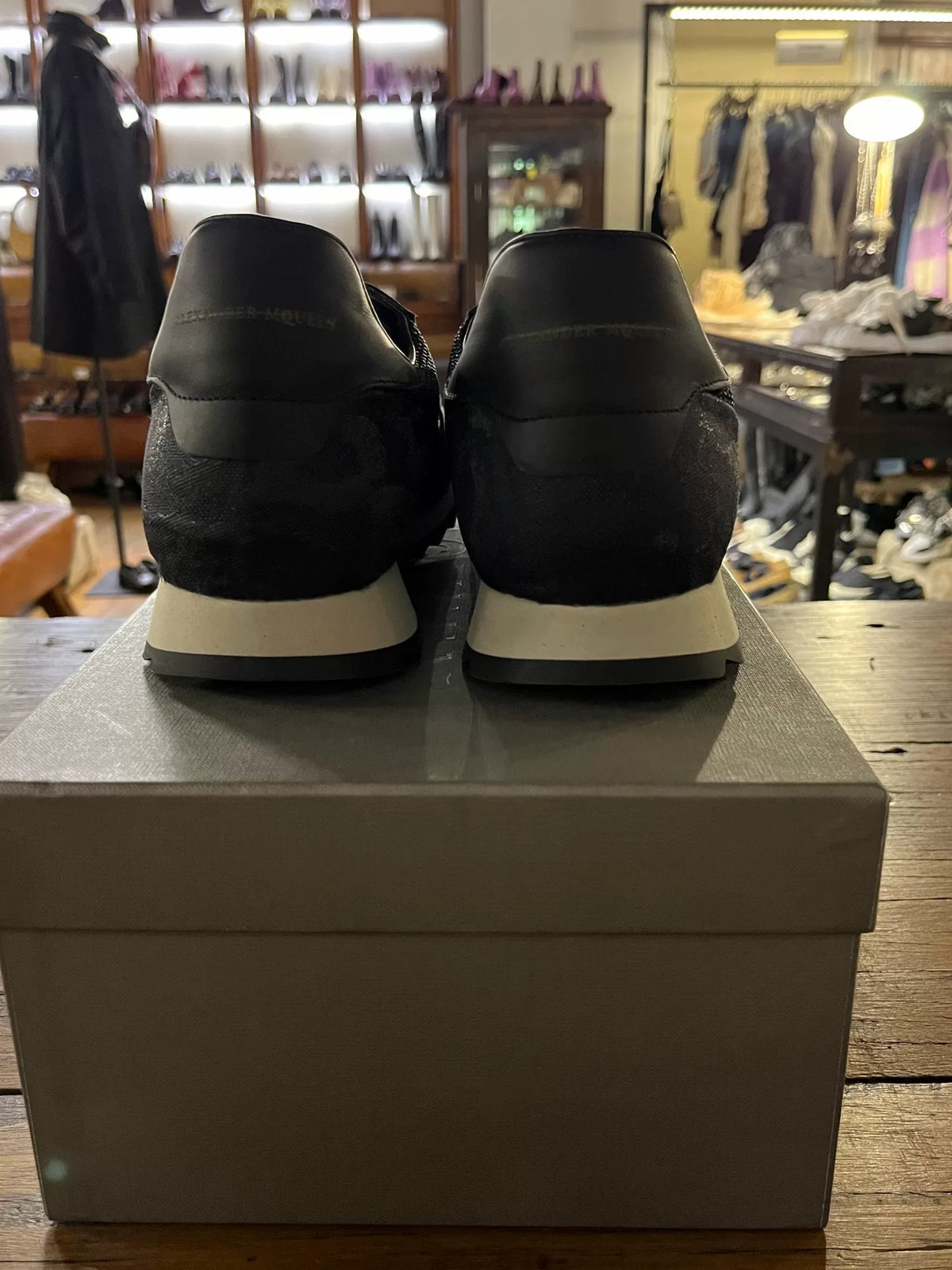 Alexander McQueen SS15 Black Feather Print Sneakers