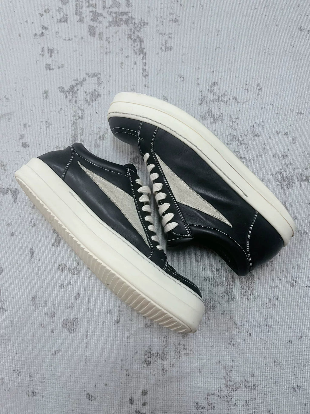 Rick Owens Leather Panelled Sneakers | Black