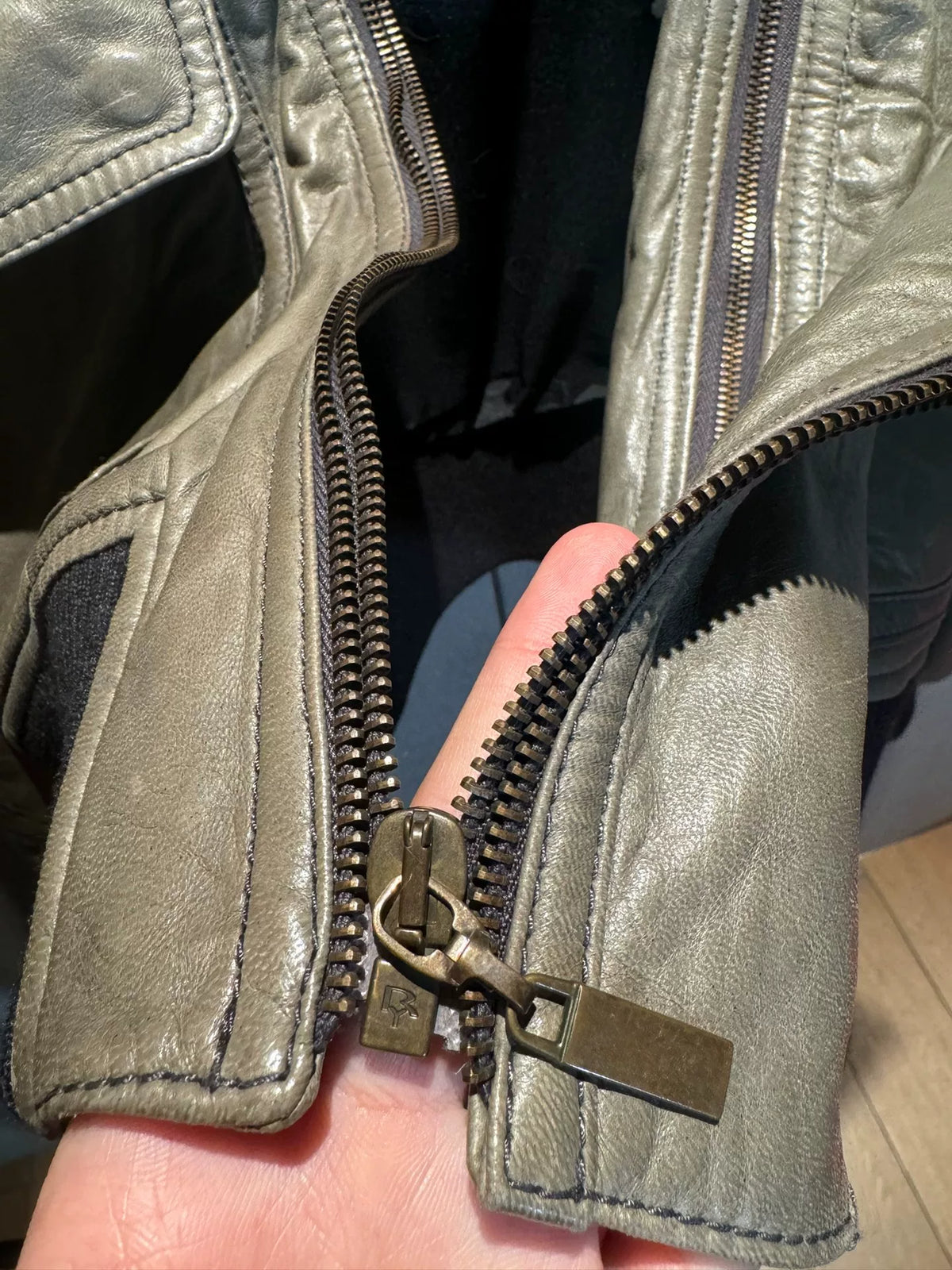 Just Cavalli Multi-Pocket Overlapping Zip Lambskin Jacket