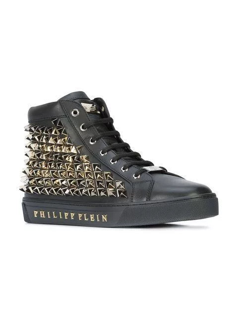 philipp plein Men High Top Sneaker With Gold Spikes
