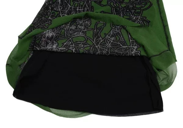 Jean Paul Gaultier Vintage Green Abstract Portrait Mesh Skirt