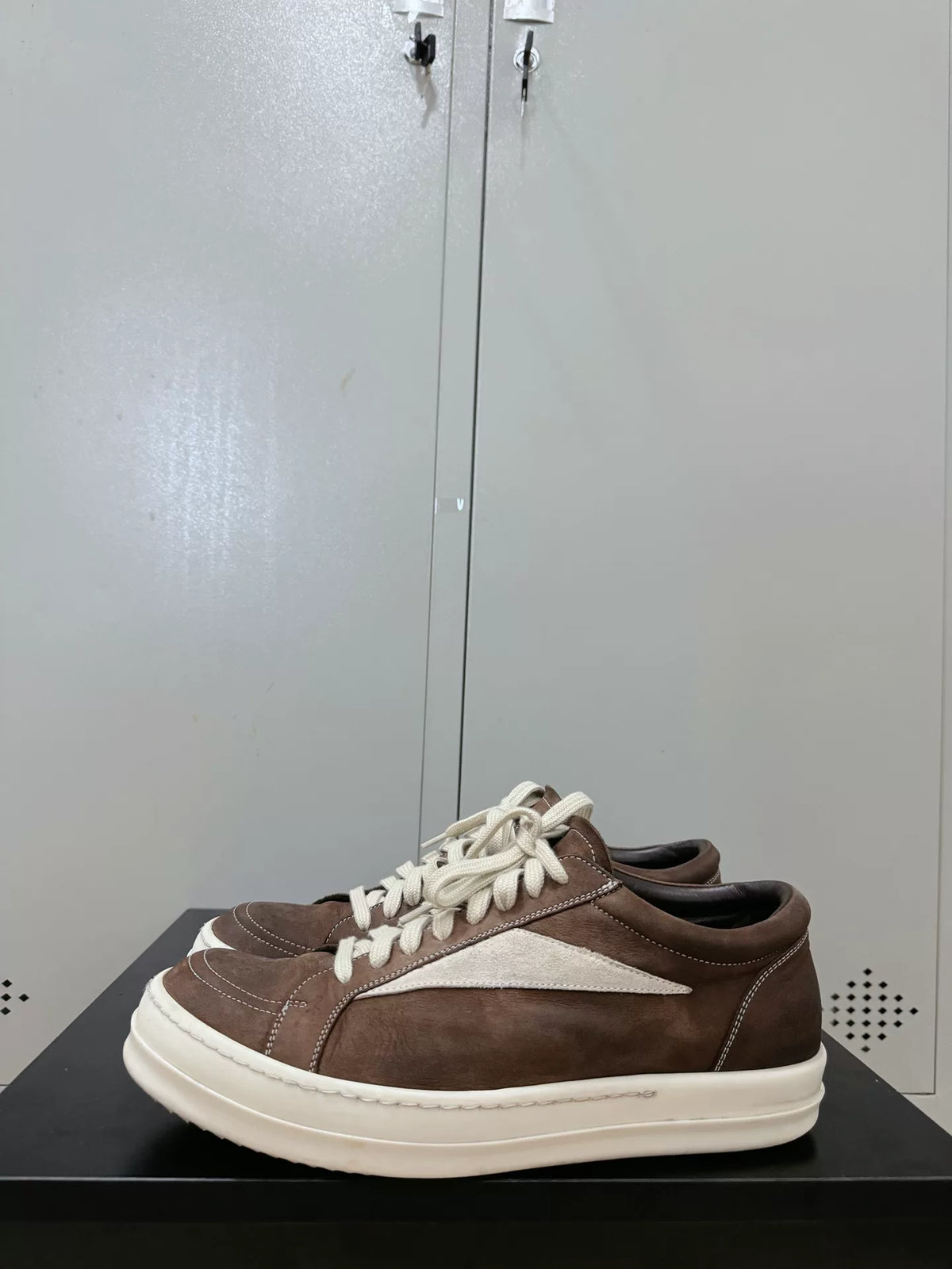 Rick Owens Brown Buffalo Leather Sneakers