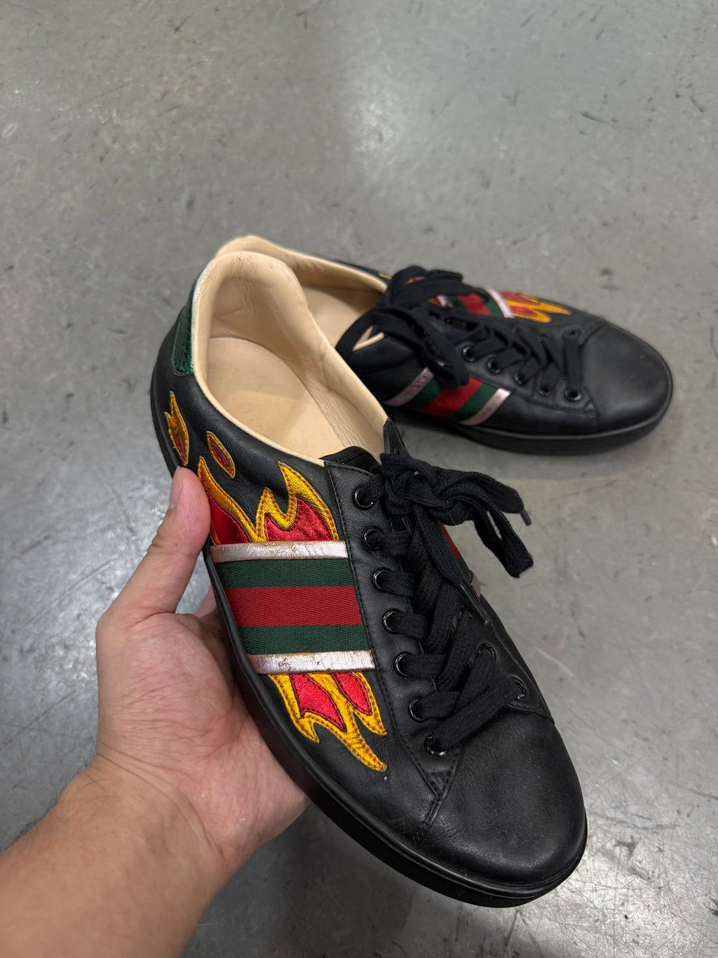 Gucci Black Flame Ace Sneakers