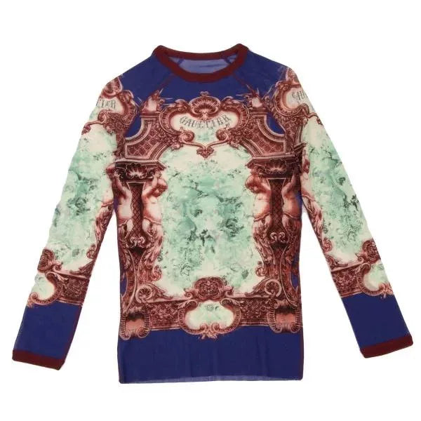 Jean Paul Gaultier Vintage Blue Floral Mesh Top