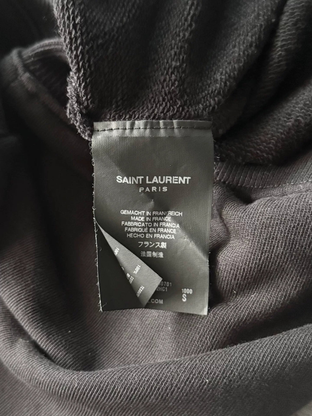 Saint Laurent Paris 14AW Black Leather Yoke Lace-Up Sweatshirt by Hedi Slimane