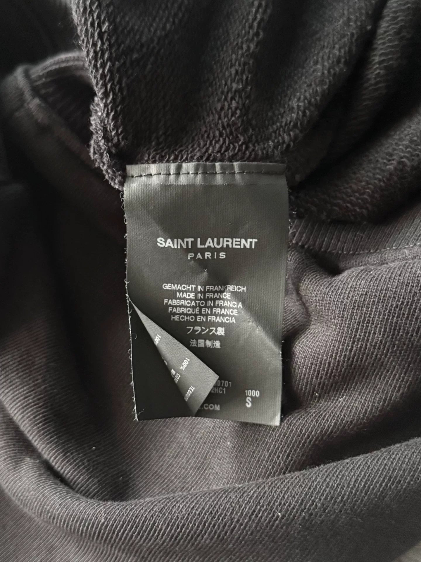 Saint Laurent Paris 14AW Black Leather Yoke Lace-Up Sweatshirt by Hedi Slimane