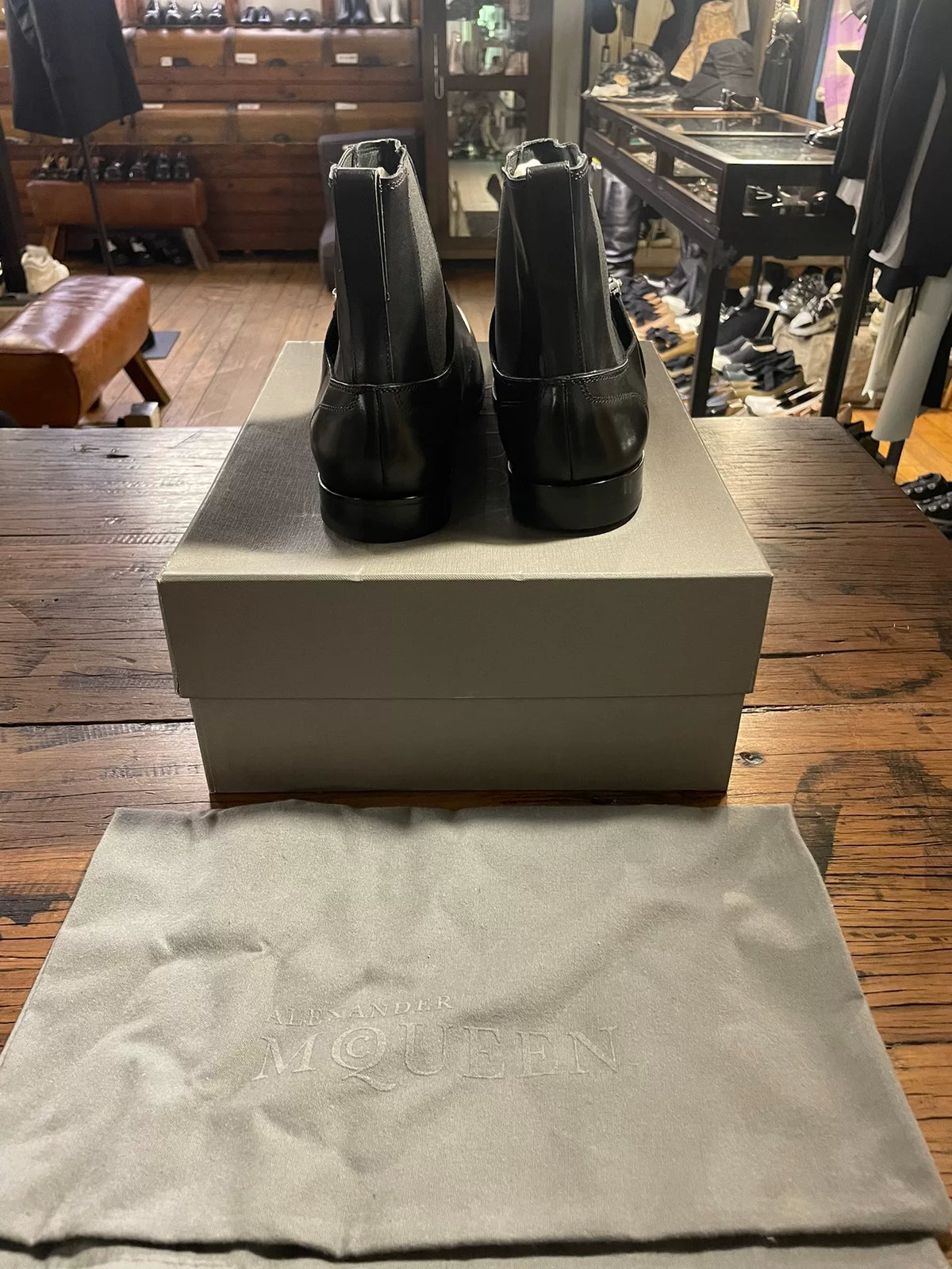 Alexander McQueen FW17 Black Zip Chelsea Lambskin Boots