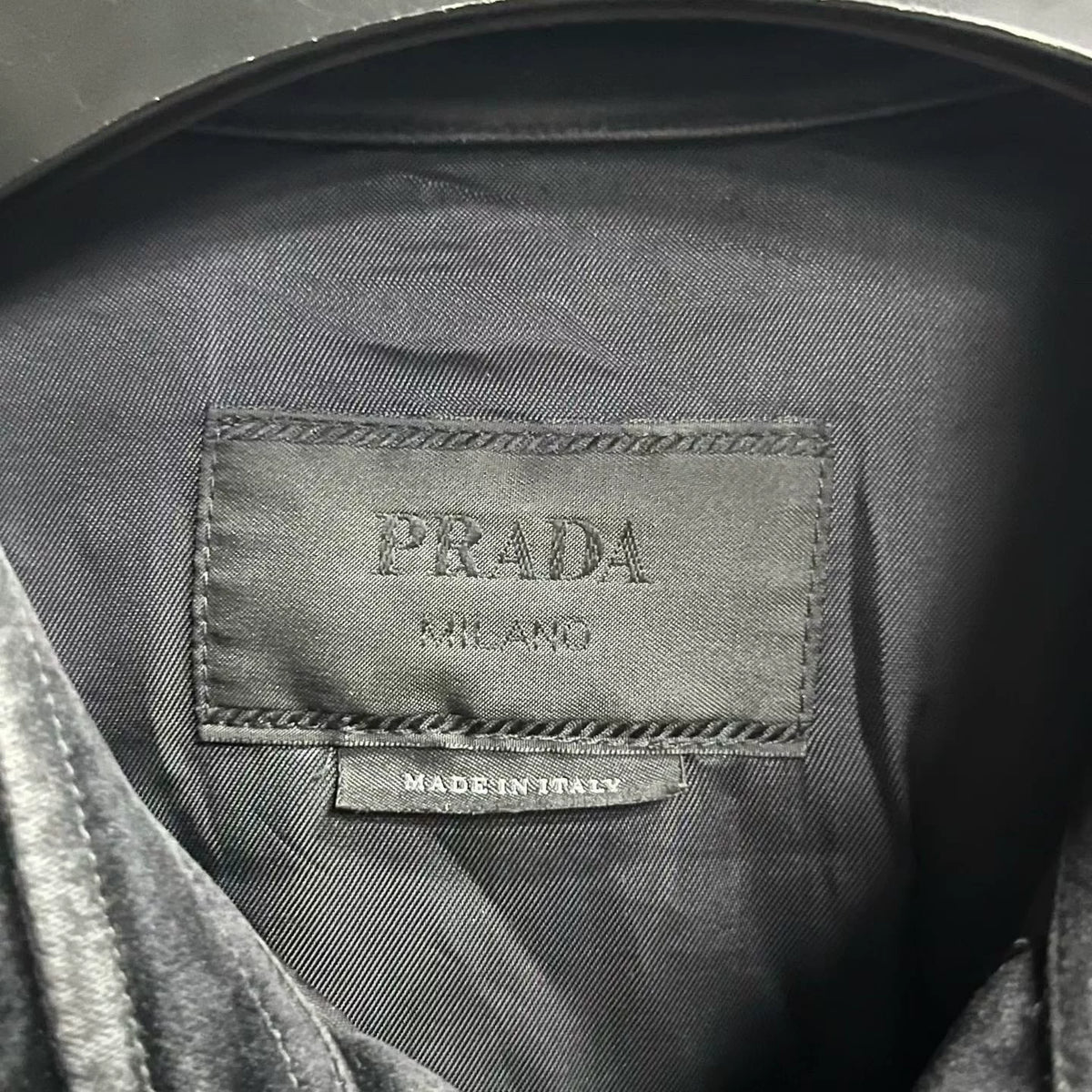 Prada Black Metal Triangle Logo Long-Sleeve Shirt