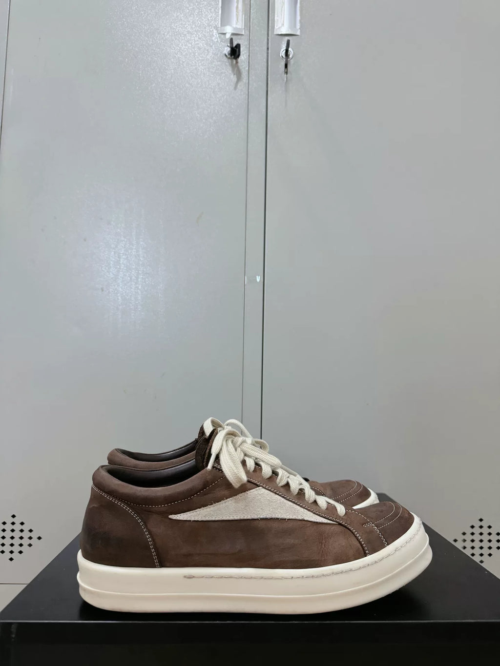 Rick Owens Brown Buffalo Leather Sneakers