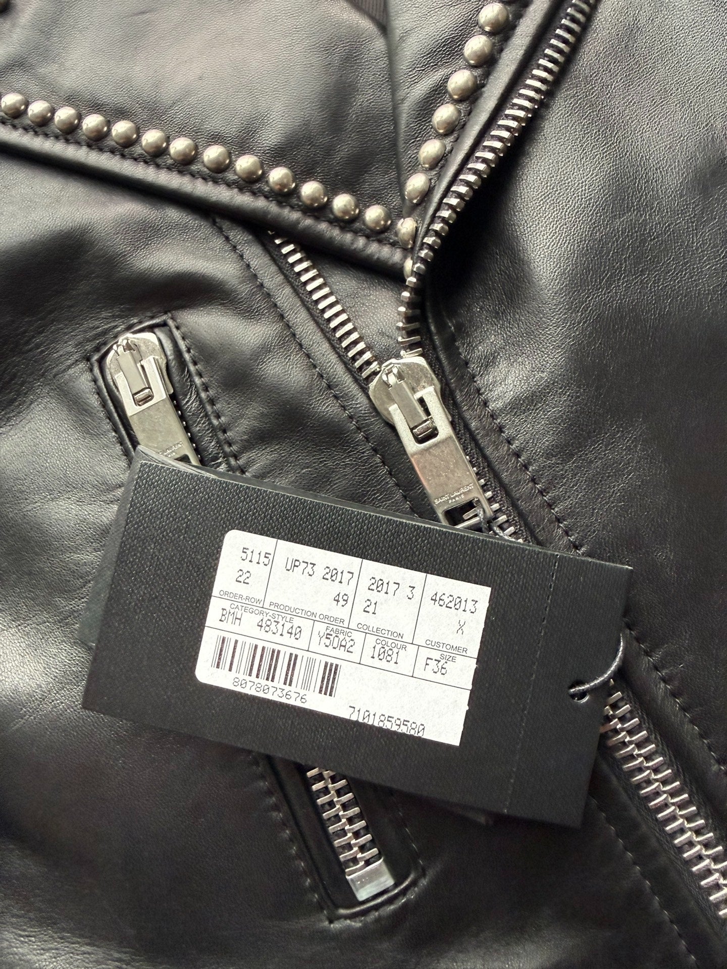 Saint Laurent 17FW Star-Studded Lambskin Biker Jacket by Anthony Vaccarello