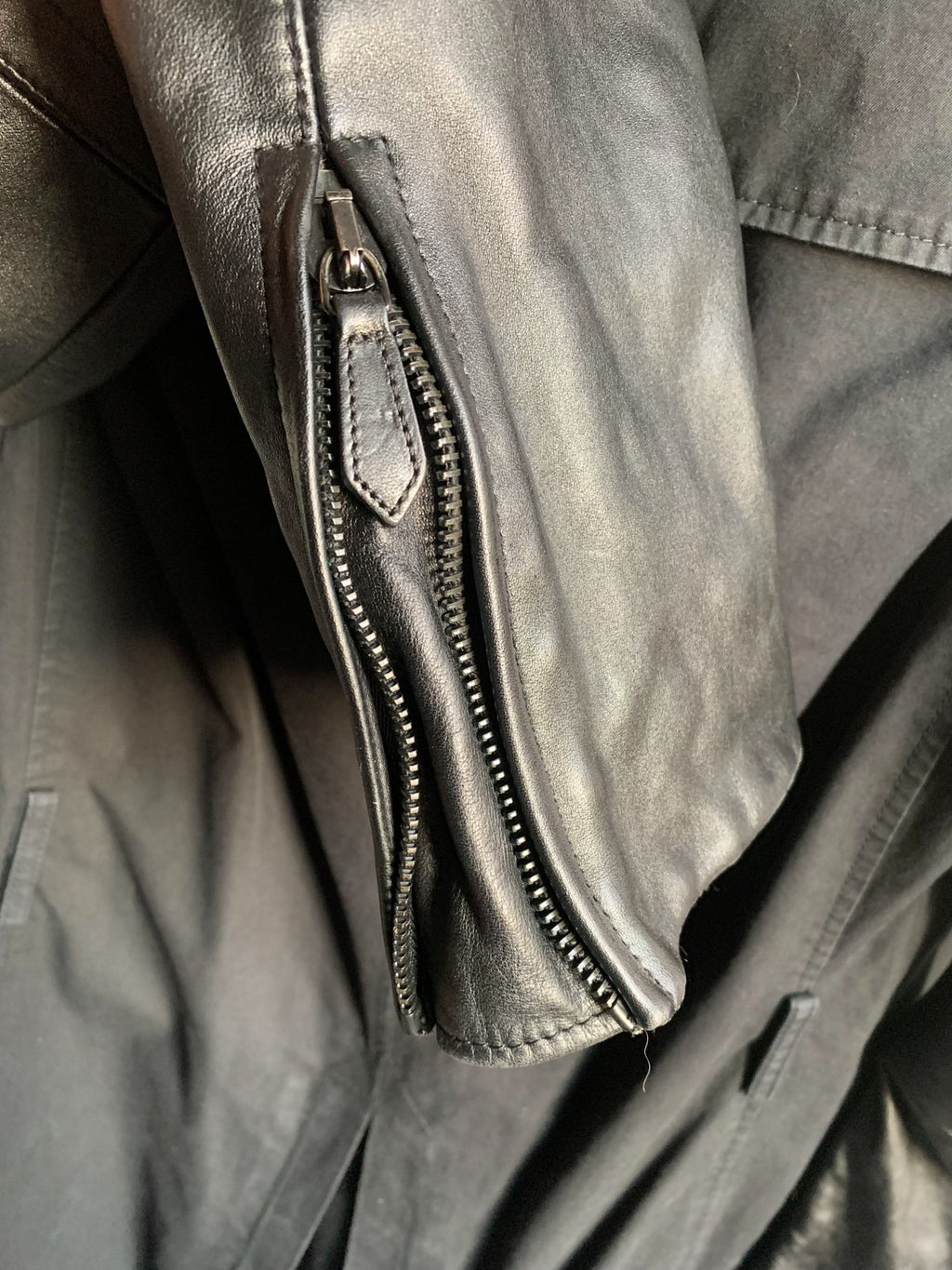 Burberry Black Leather-Panel Trench Coat