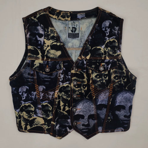 1992 Fall/Winter Jean Paul Gaultier Face Print Denim Vest