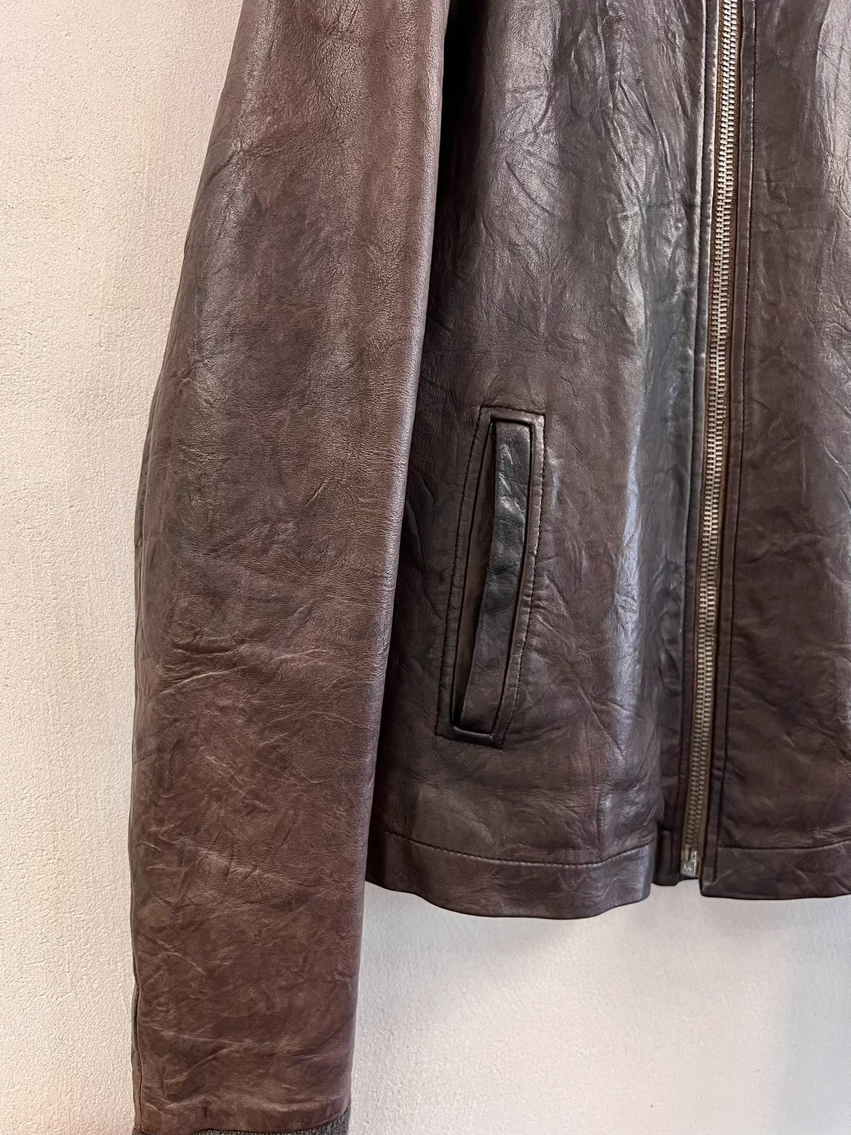 Rick Owens High-Neck Biker Leather Jacket