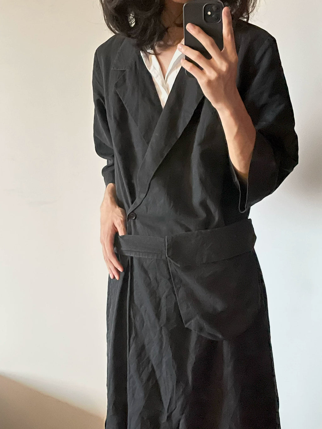Dries Van Noten DVN External Pocket Deconstructed Coat Taoist Robe