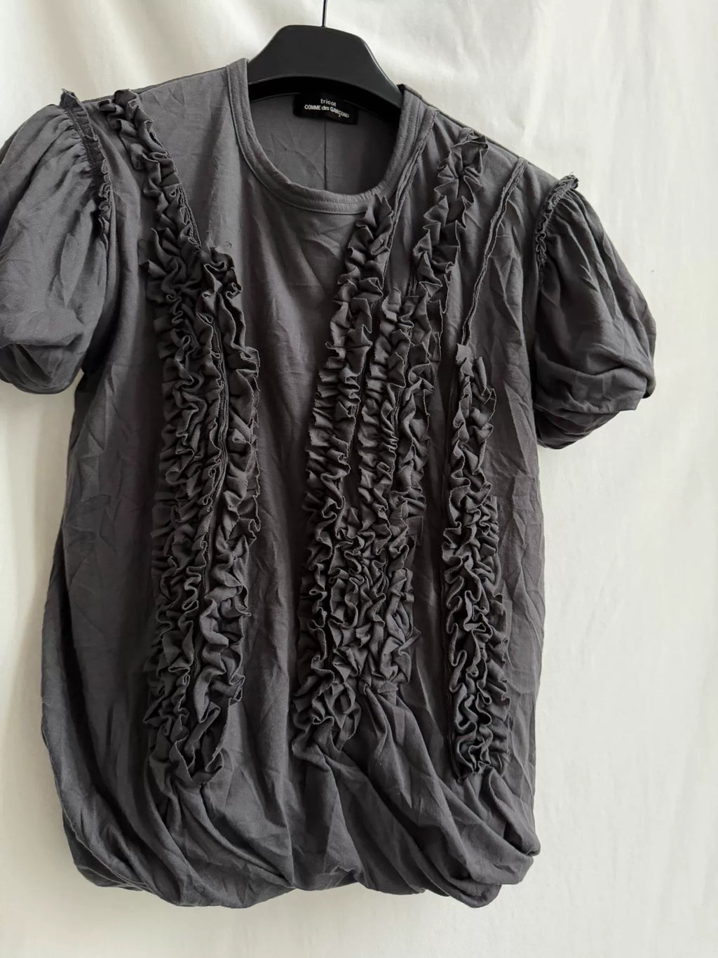 Comme Des Garçons Pleated Flower Short Sleeve Cotton Polyester Top