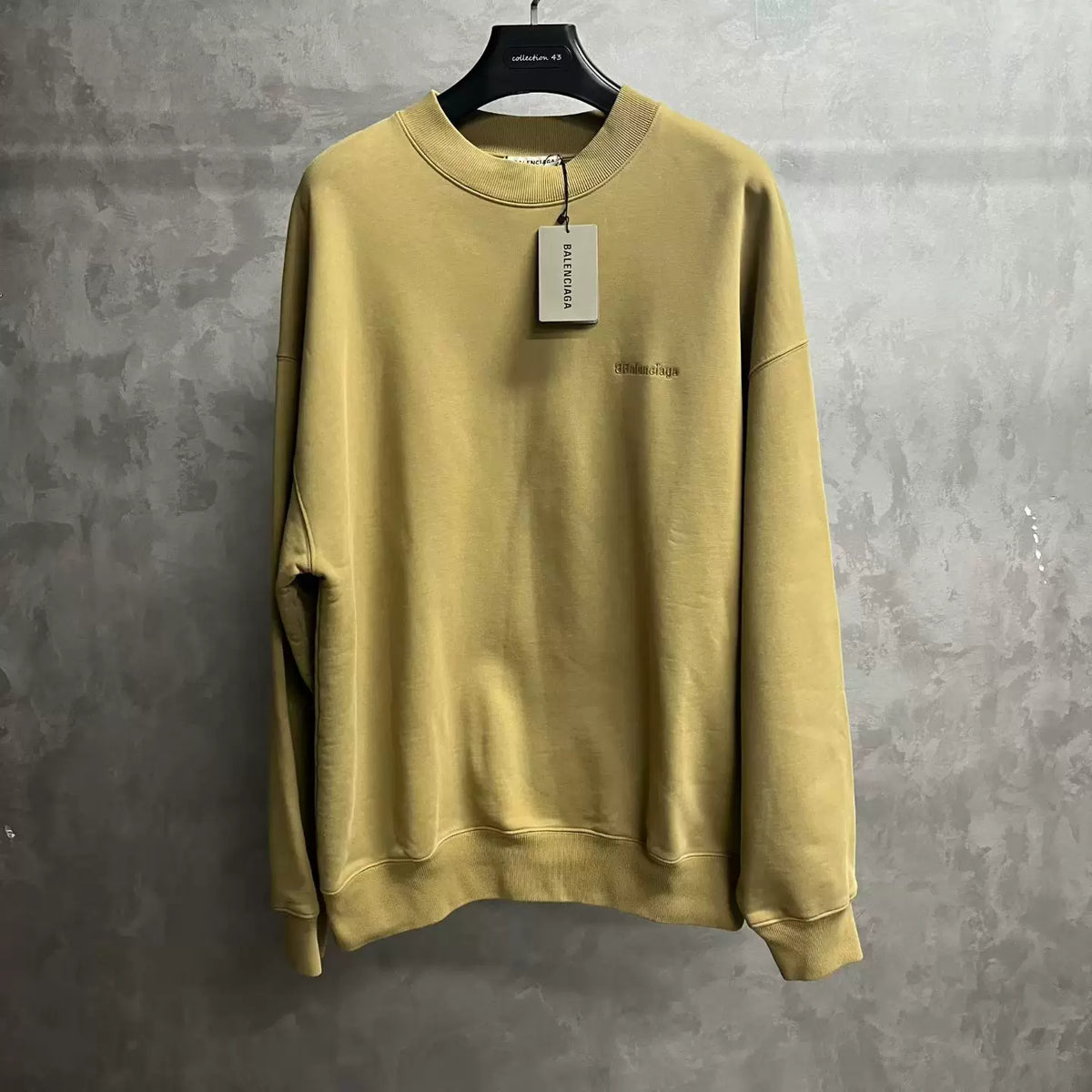 Balenciaga Khaki Embroidered Crew Neck Sweater