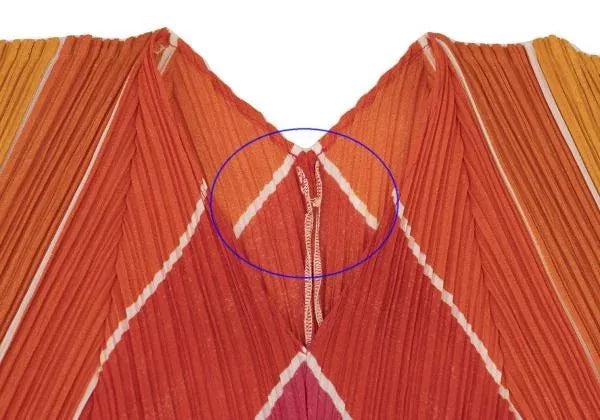 Issey Miyake Vintage Orange Striped Pleated Dress