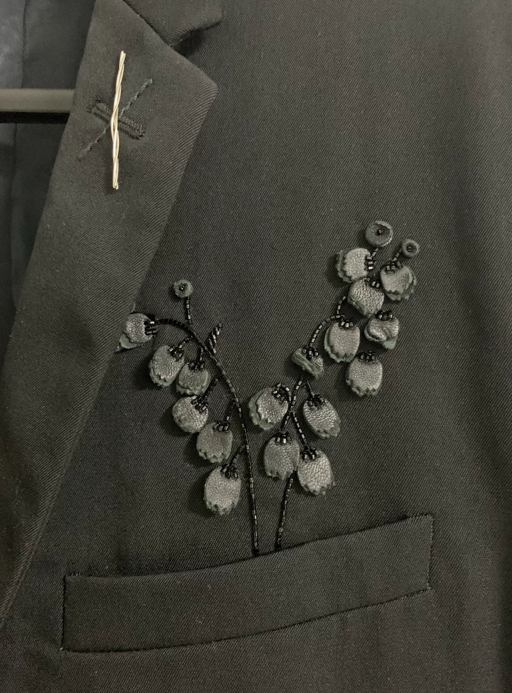 Dior Homme SS18 Black Lily of The Valley Beaded Blazer