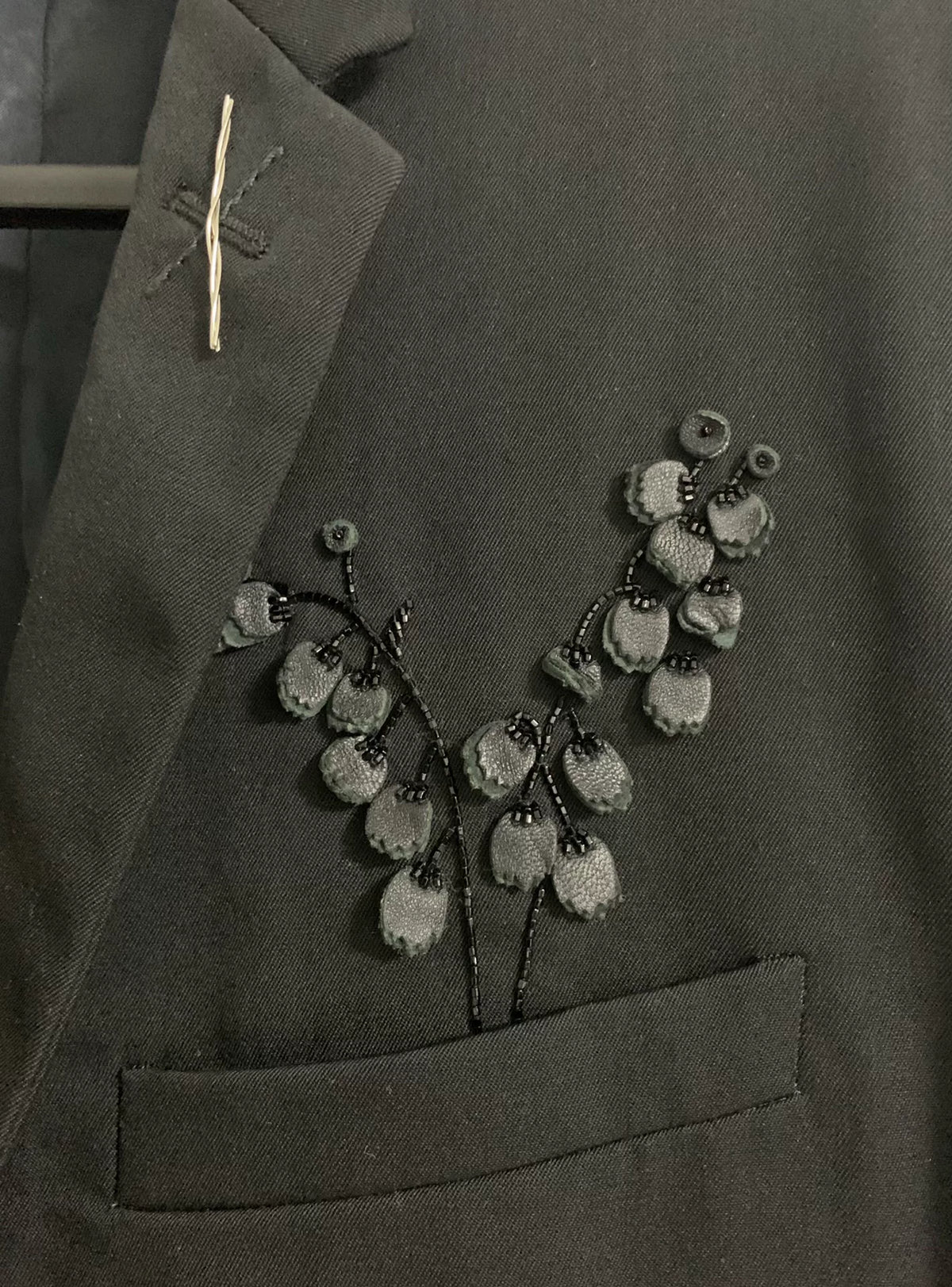 Dior Homme SS18 Black Lily of The Valley Beaded Blazer