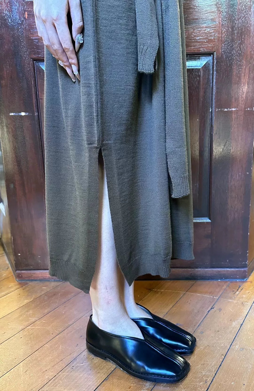 Lemaire FW24 Hazelnut Brown Trompe L‘oeil High Neck Dress