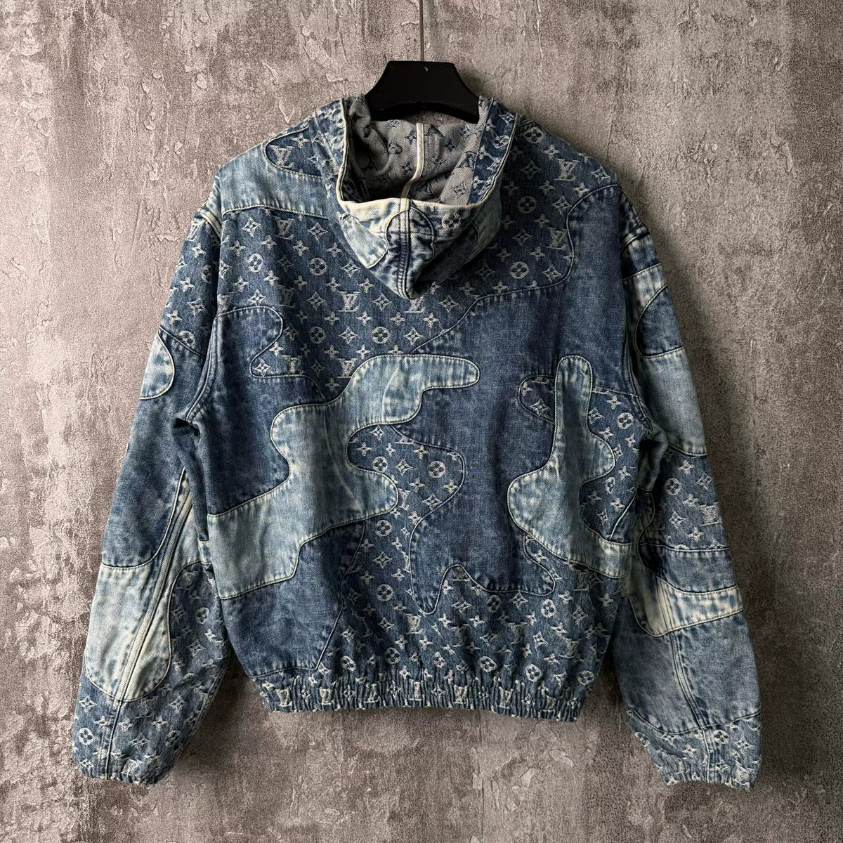 Louis Vuitton Monogram Patchwork Zip-Up Denim Hooded Sweater