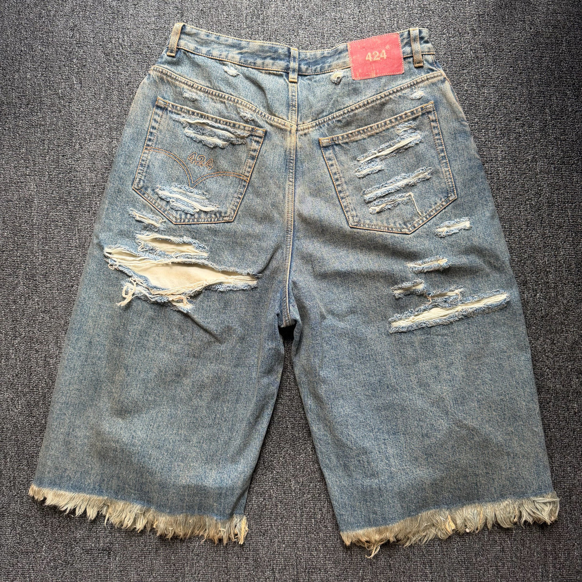 424 Distressed ripped denim shorts