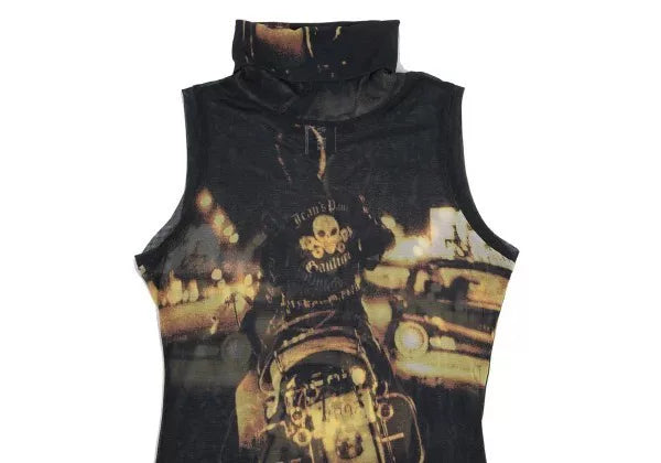 Jean Paul Gaultier Vintage Black Mesh Motorcycle Top