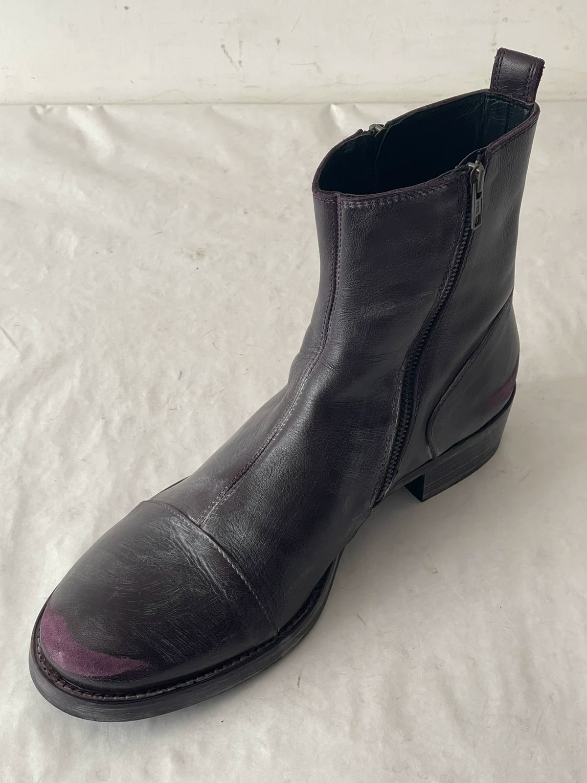 Ann Demeulemeester 08aw mineral purple distressed ankle boots