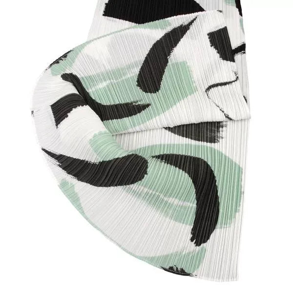 Issey Miyake Vintage Green Patterned Pleated Dress