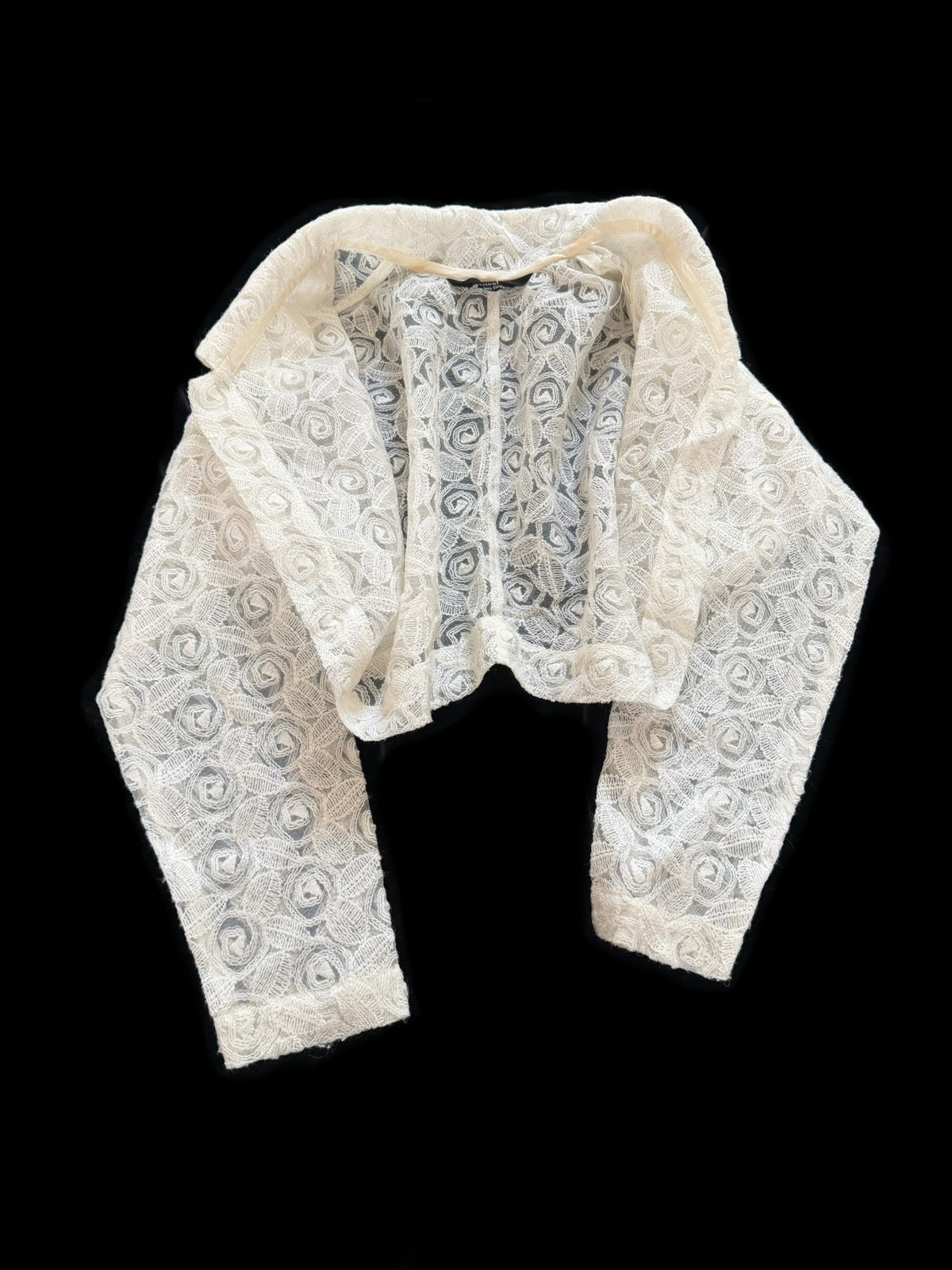 Comme Des Garcons Rei Kawakubo 1990 Tricot line kite-sleeve crocheted short top