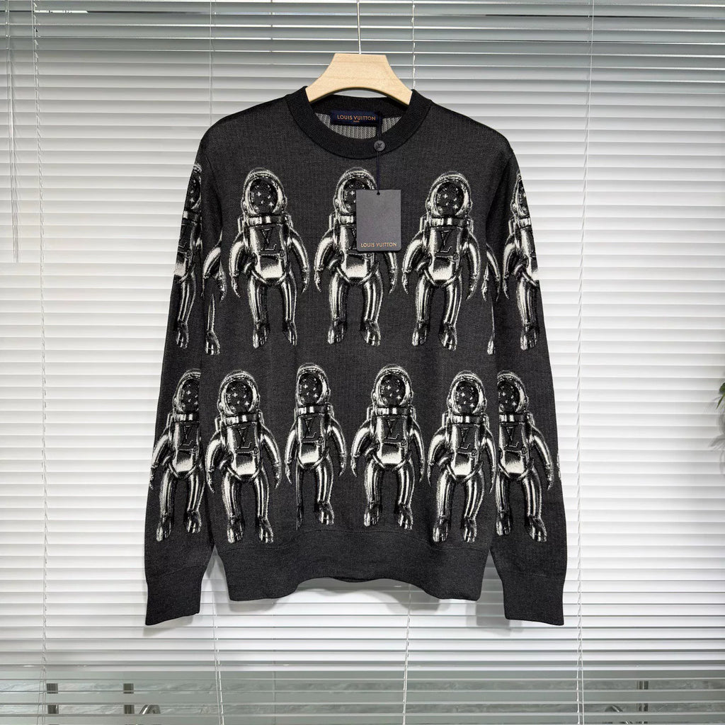 Louis Vuitton Silk Gray Knit Sweater