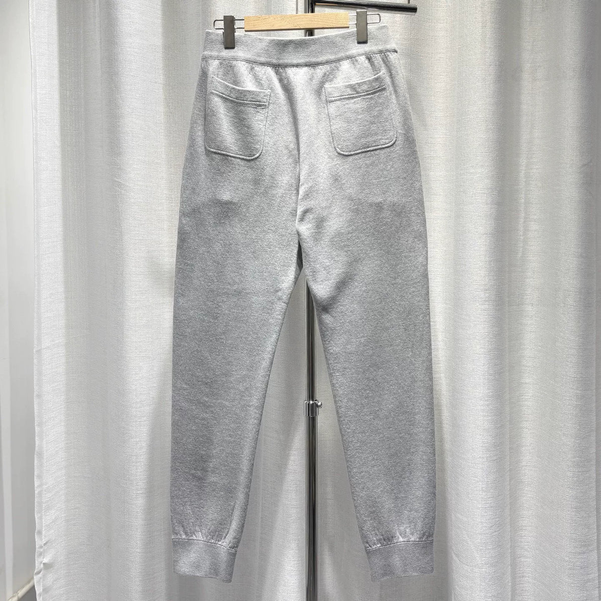 Dior Grey All-Over Print Lining Embroidered Logo Elastic Hem Zip-Up Cotton Cashmere Trousers