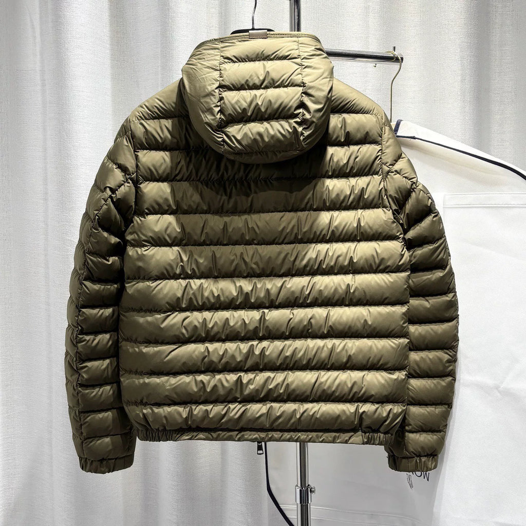 Moncler Olive Hooded Zip-Up Polyester Down Jacket