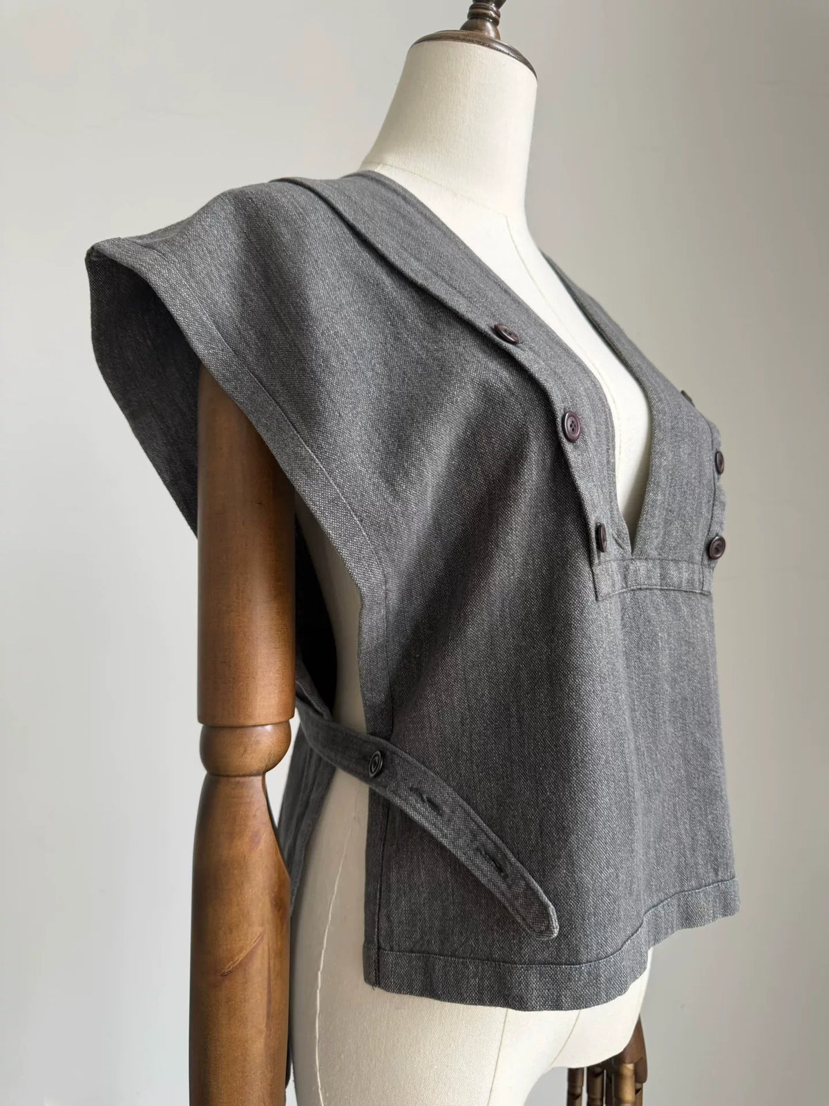 Issey Miyake 1970s Grey Deconstructed Pleated Vest