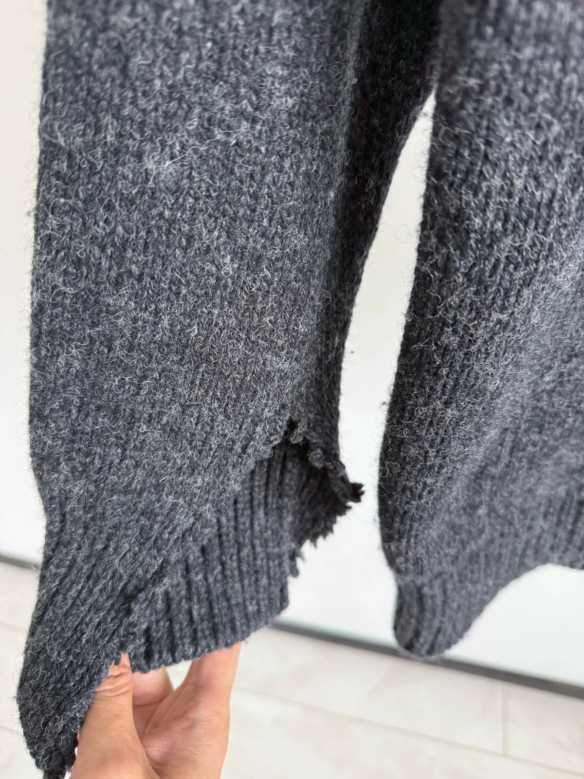 Marni Black Distressed Wool Sweater