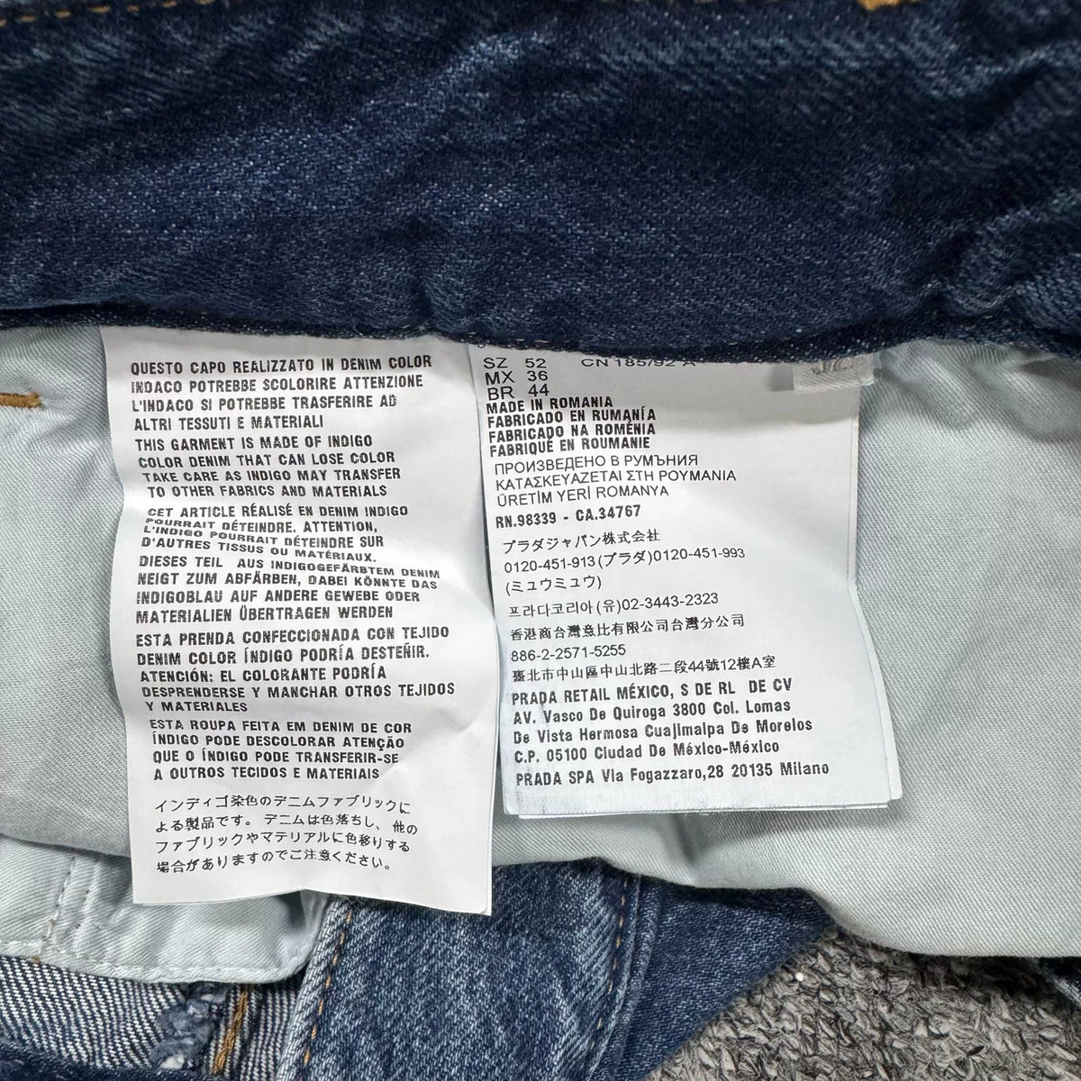 Prada Triangle Logo Denim Shorts