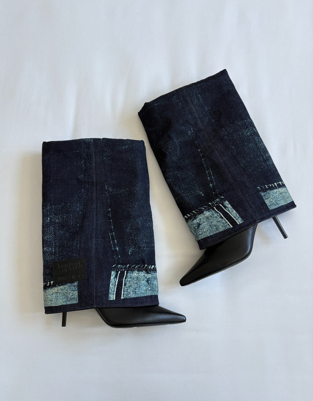 Jean Paul Gaultier X Jimmy Choo deconstructed irregular folding boots