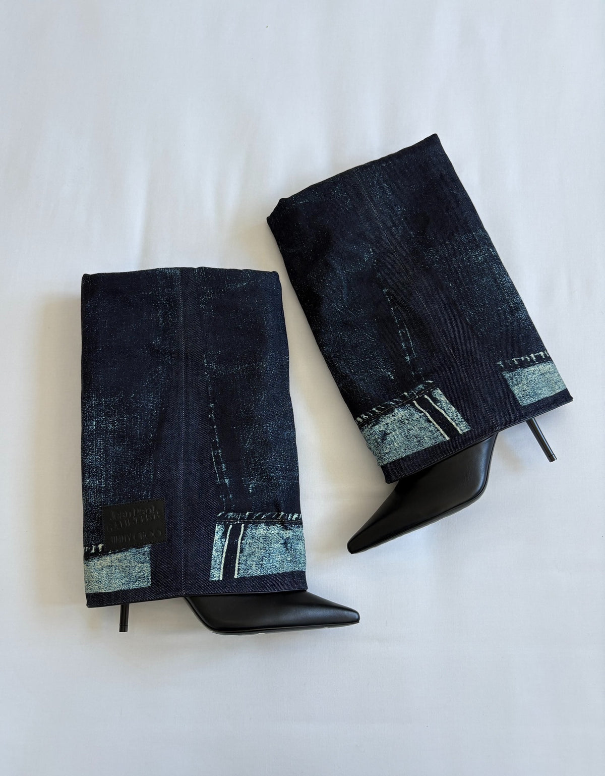Jean Paul Gaultier X Jimmy Choo deconstructed irregular folding boots