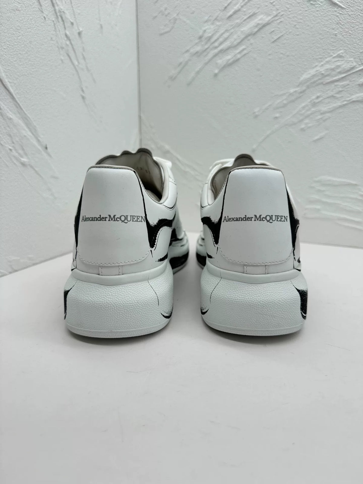 Alexander McQueen Graffiti Print White Black Chunky Low-Top Sneakers
