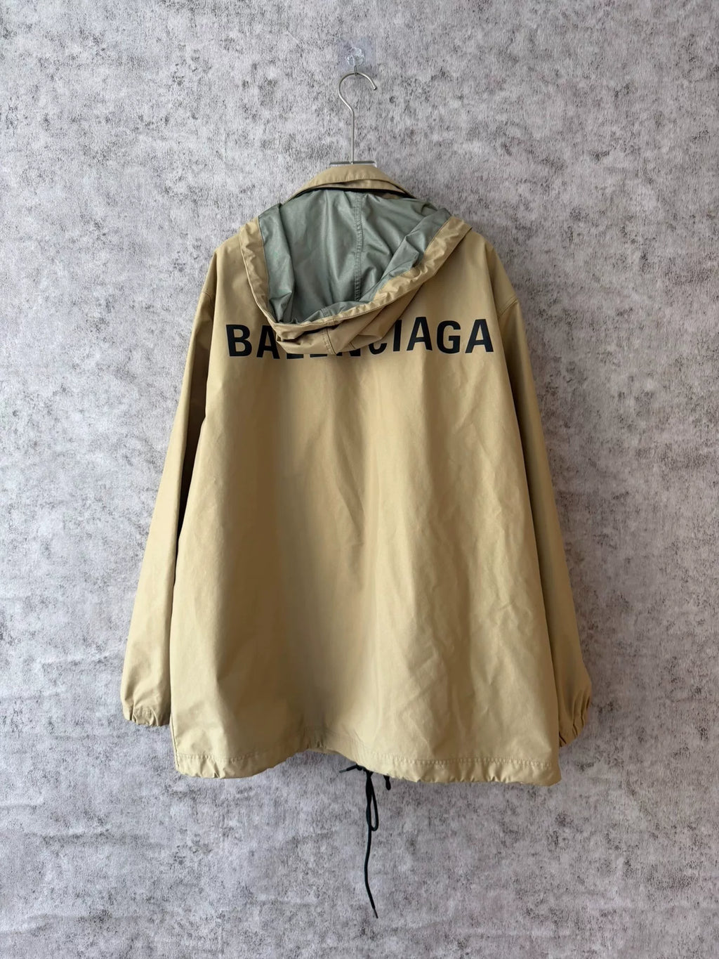 Balenciaga Khaki Back Print Windbreaker Jacket