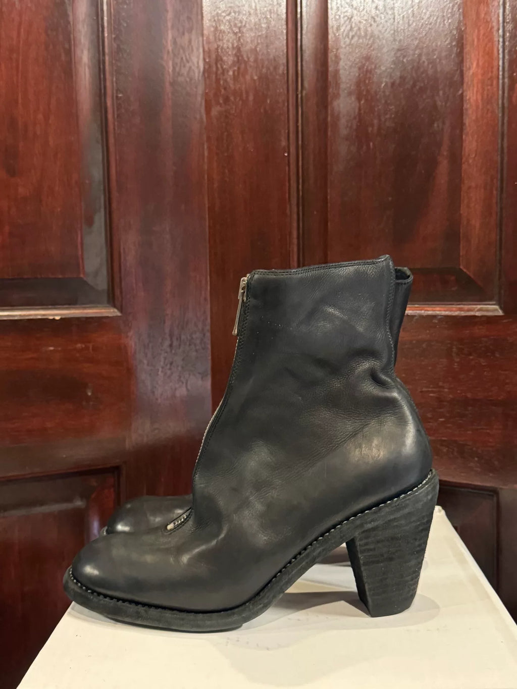 Guidi FW17 Black BLKT 3006FZ Front-Zip High-Heel Calfskin Boots