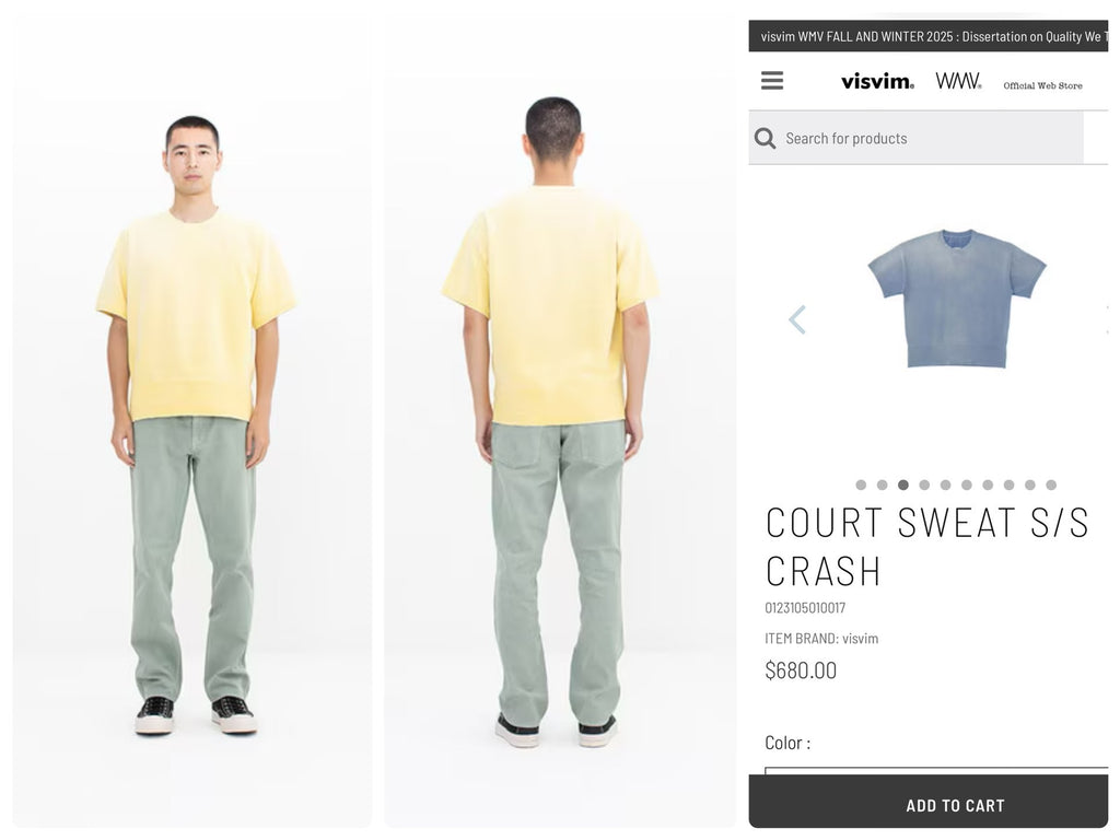 Visvim 23SS Court Sweat S/S Crash Distressed Short Sleeve Sweatshirt