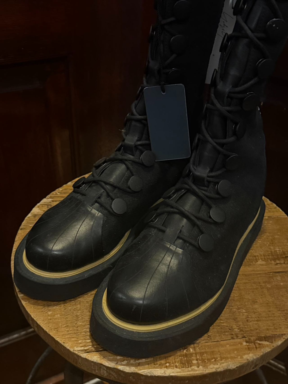Yohji Yamamoto × Adidas SS17 BK Y3 Black Lace-Up Zip Linen Leather Boots
