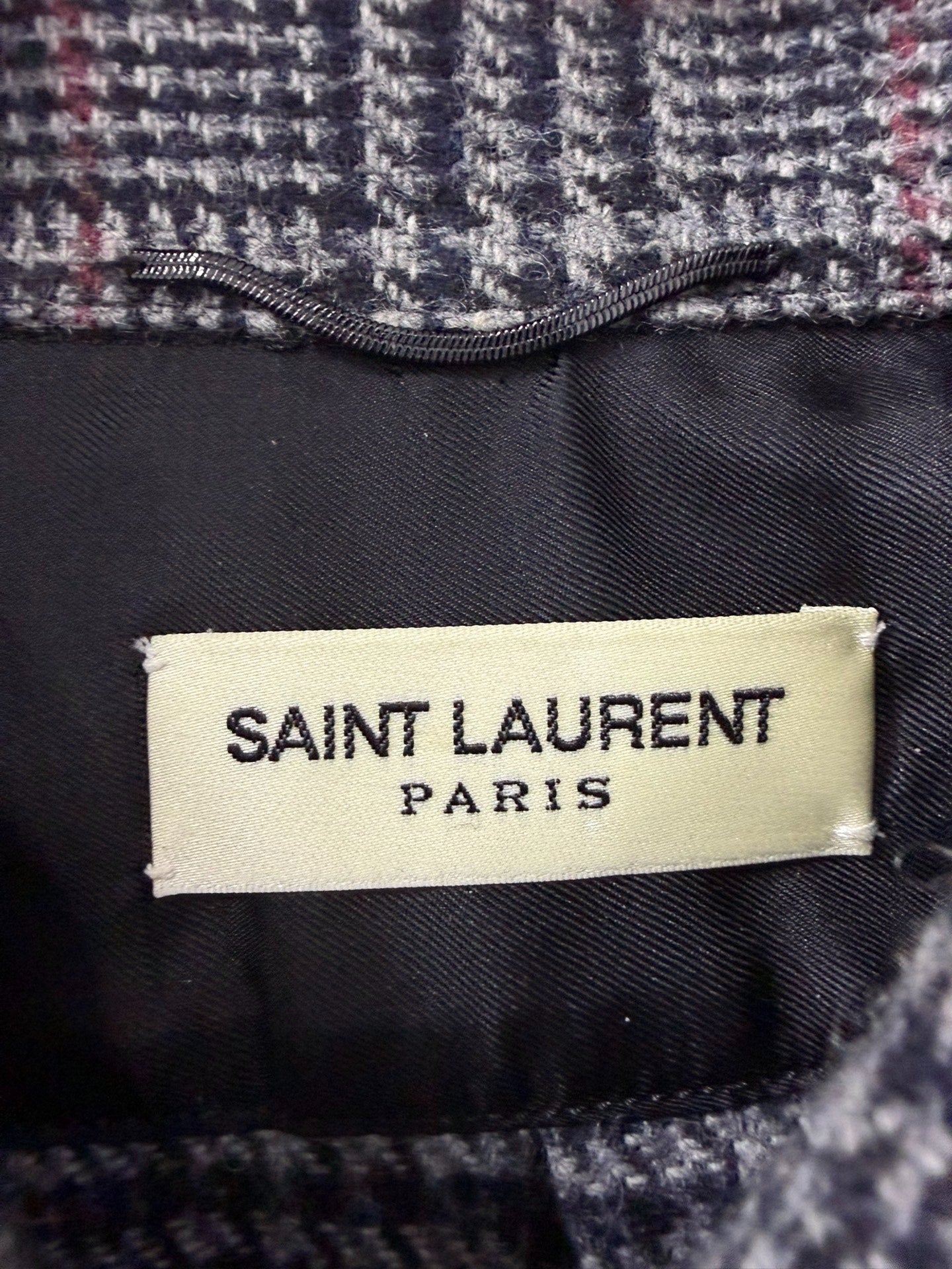Saint Laurent Paris SLP 16FW Hedi POW Check Wool Overshirt