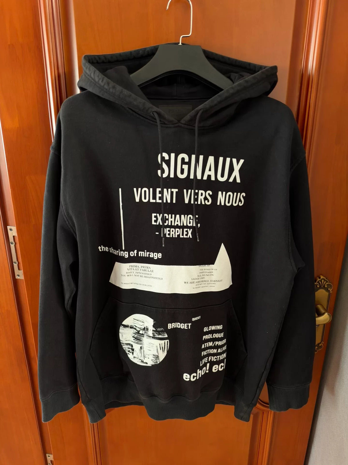 Prada Black Letter Print Hooded Sweatshirt